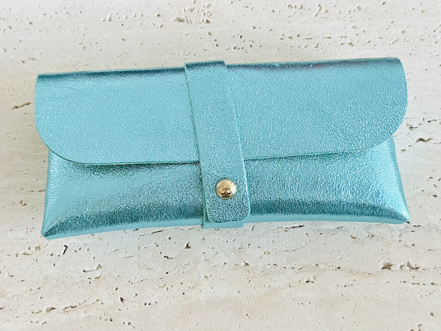 Zonnebrilhoes blauw glitter