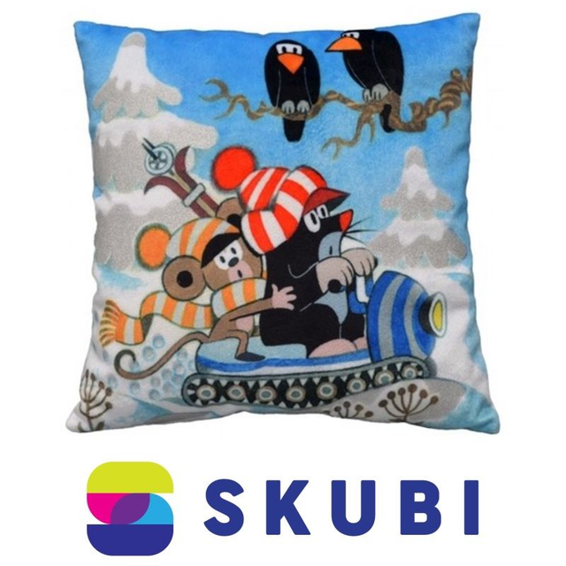 Polštář 25x25 cm Krtek třpytivý, skútr