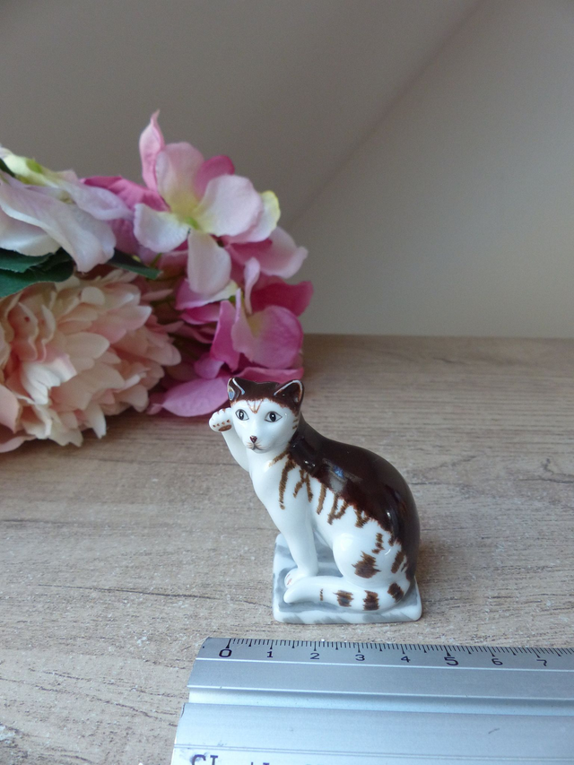 Figurine Miniature Chat en Céramique Collection Franklin Mint Vintage 1988, figurine Chat Style Allemand