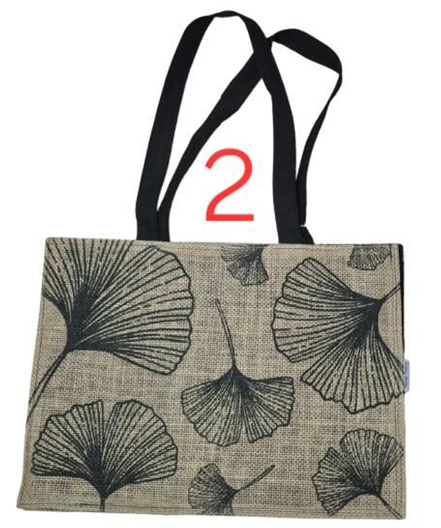 Sac cabas en jute et coton avec motif Feuillage ou écrit Corsica