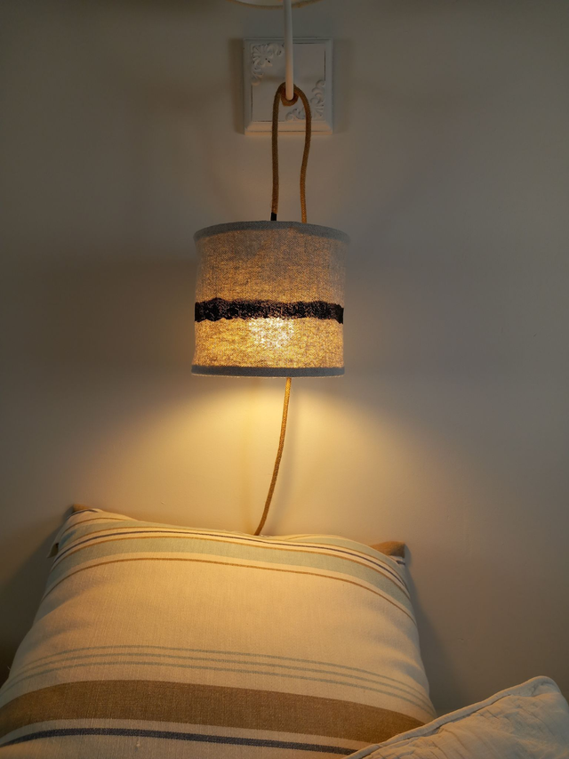 Abat-jour lampe baladeuse en chanvre peint à la main diamètre 20 cm