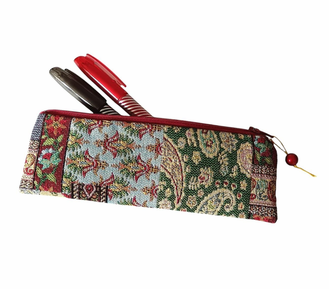 Mini Trousse pour stylos/ trousse longue / trousse tapisserie/ Pochette stylos originale/Etui à lunettes /Jacquard multicolore