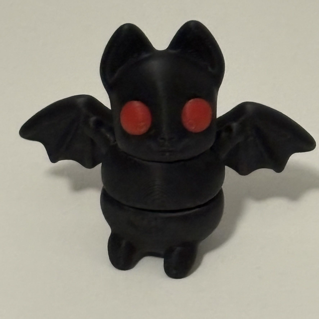 3D Printed Bat Black With Red Eyes 