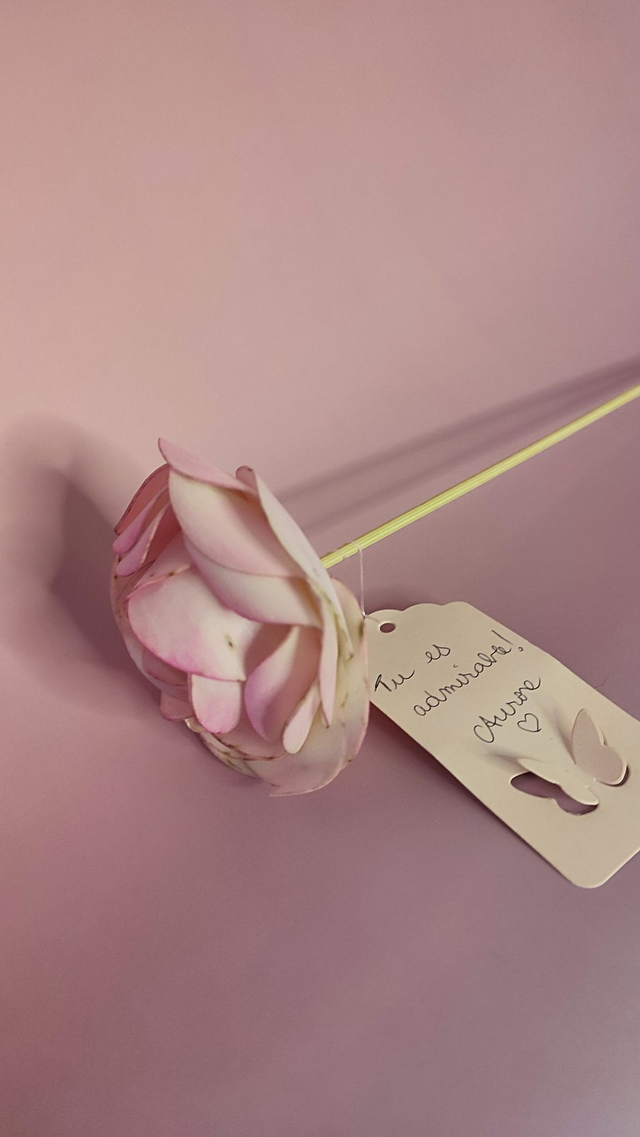 Une rose en bois de sola pour octobre rose