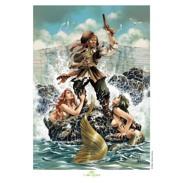 Ex-libris Mika / Pirate et sirènes A4 limité à 200 ex et signé