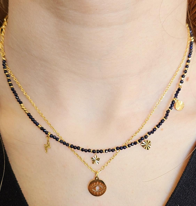 Collier double rangs oeil 