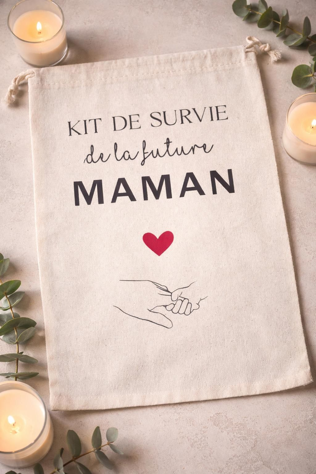 Sac “Kit de survie de la future maman” – Cadeau original pour maman