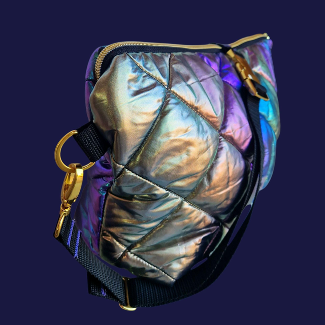 Large Crossbody Hip Bag Metallic