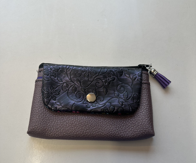 Purse - The Mia Purse - Purple Embossed Flowers