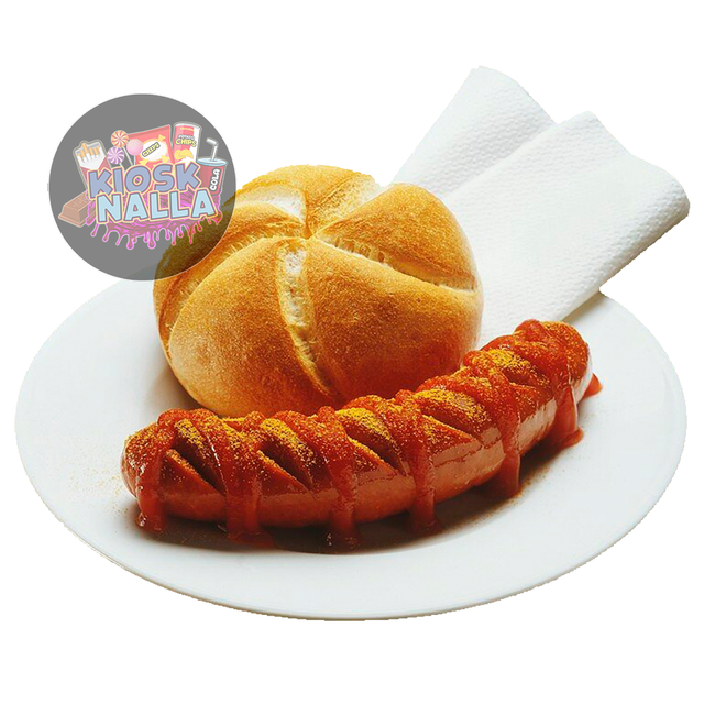 Currywurst mit Brötchen