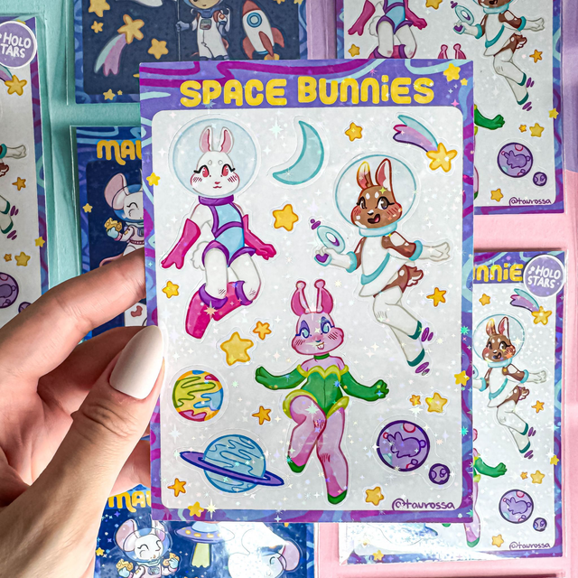 SpaceBunnies sticker sheet (paket nalepk)
