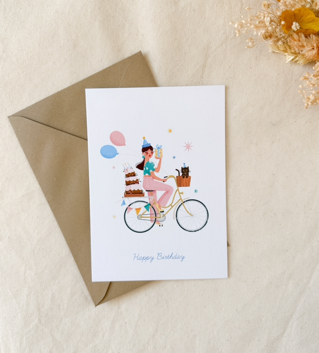 Carte Anniversaire - à vélo