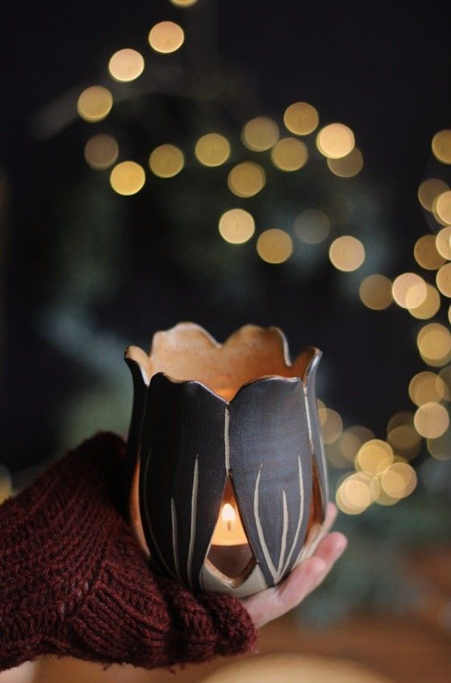 Photophore noir métalisé 