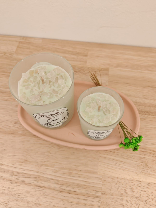 Bougie Quartz rose : Coco citron vert