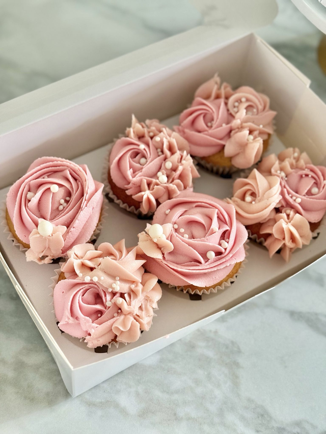 Pink Birthday Cupcakes with pearls