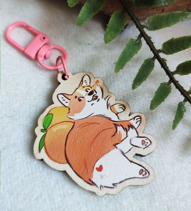 Porte-clés Corgi Pêche 