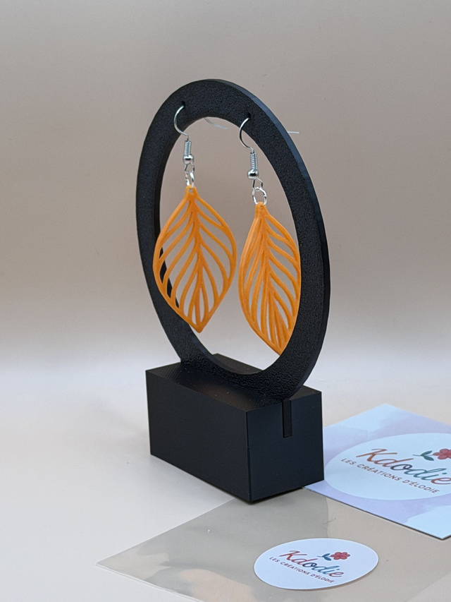 Boucles d'oreilles Géométrique - Feuille -  Attaches inox