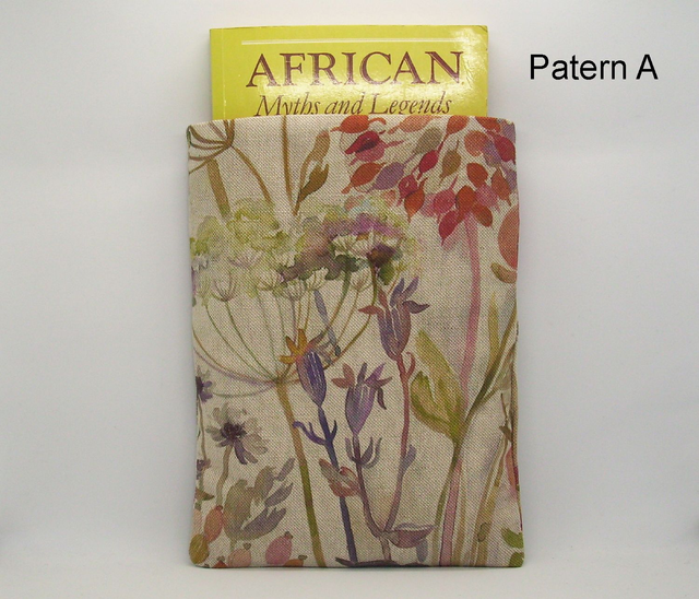 Padded Book Sleeve Watercolour Flower Theme, Midi Sized Linen Book Protector, Book Pouch, Medium Book Sleeve with Pocket, iPad sleeve, Made in UK