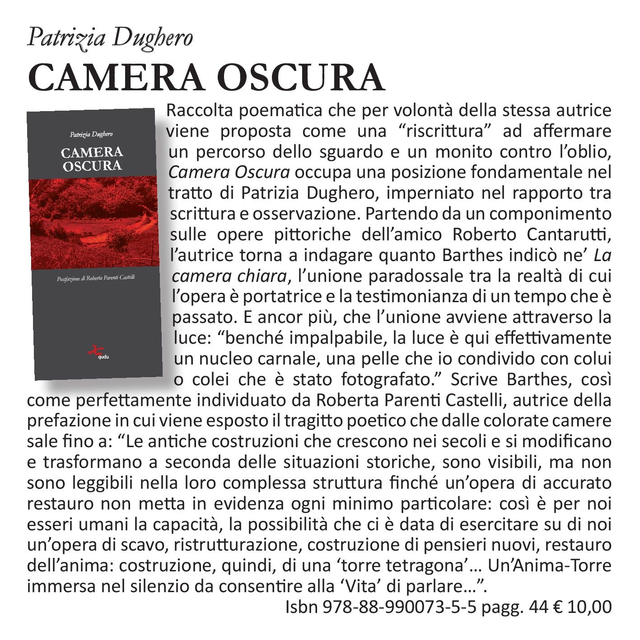 Patrizia Dughero, "Camera Oscura". NUOVA EDIZIONE, qudulibri 2025