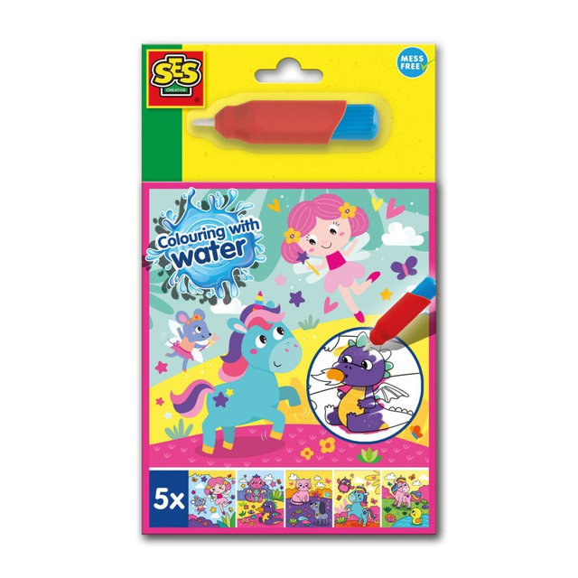 SES Creative Kleuren met water kleurboek Fantasy editie (inclusief waterstift)