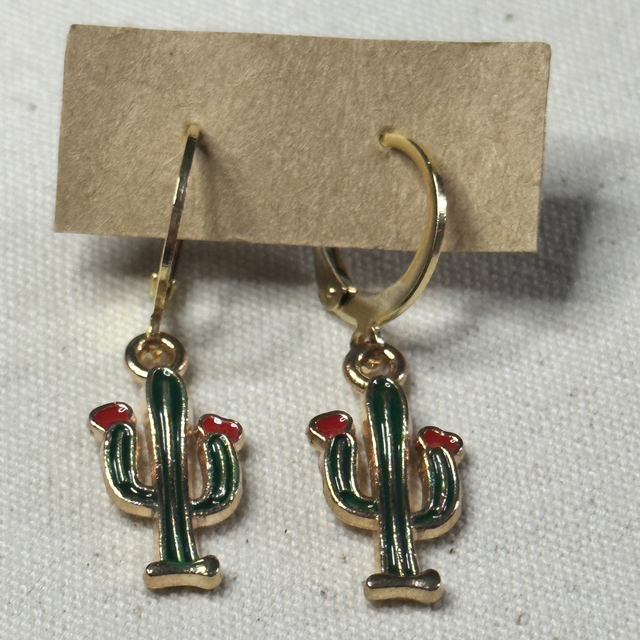 Cute cactus Huggie hoop earrings 