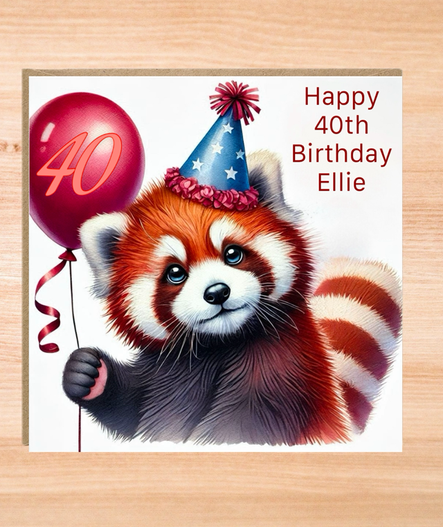 Personalised Red Panda Birthday Card