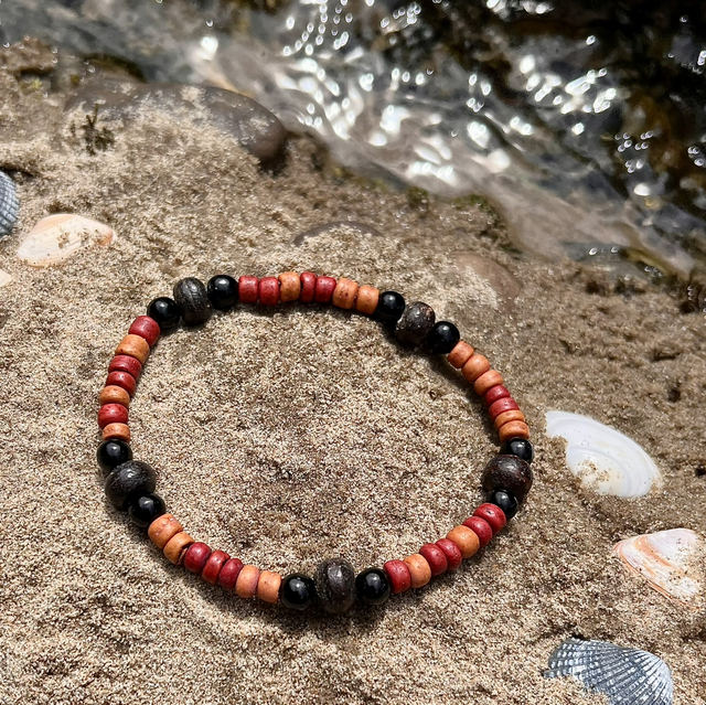 Enkelbandje hout &amp; zwart XS