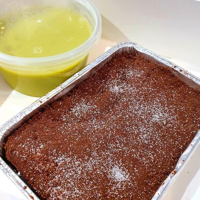 Concrete Cake and Mint Custard