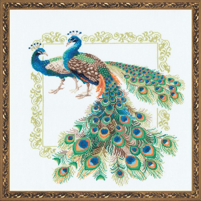 Cross Stitch Kit Peacocks, Counted Cross Stitch Kit Riolis R767