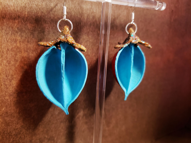 Ohrringe Blauglockenbaum blau/rot