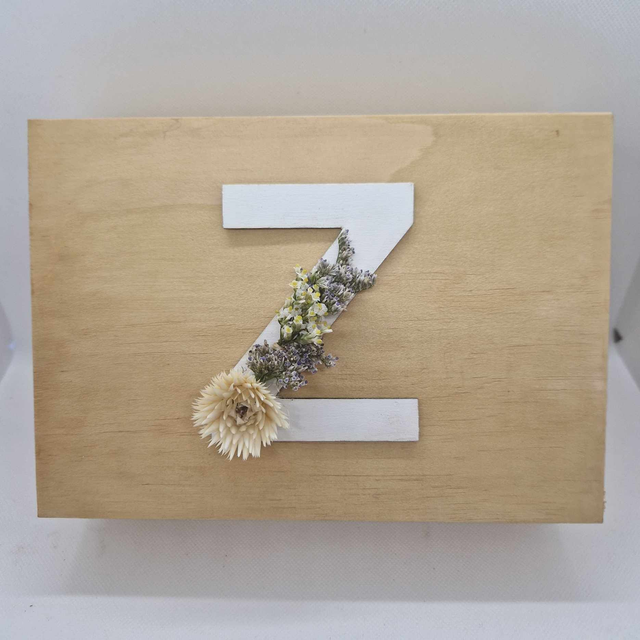 Coffret bois naissance Fleurs séchées