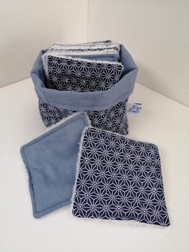 Carrés démaquillants polaire et panière assortie 