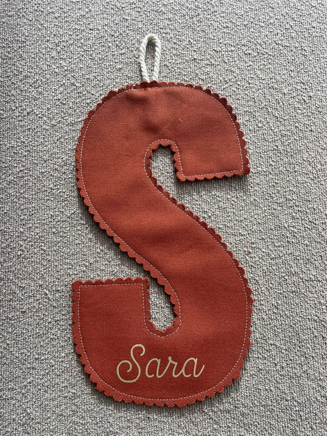 Lettre à suspendre, personnalisée en tissu - Prénom au choix