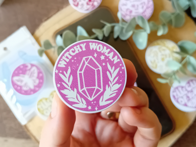 Pop socket adhésif – Accessoire téléphone fait main (Lune, Papillon, Witchy Woman, Take Care of Your Mind)