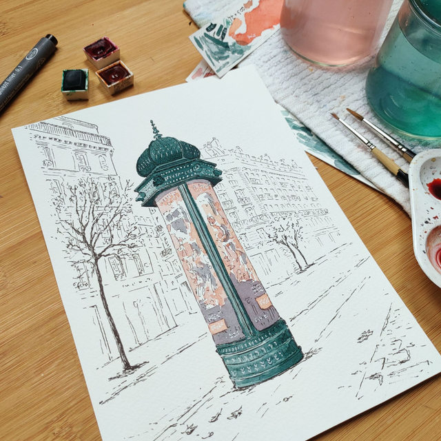 Aquarelle - Colonne Morris