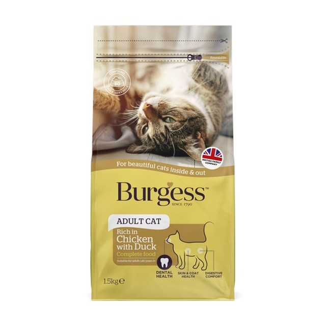 Burgess Chicken &amp; Duck Adult Cat Food 1.5kg