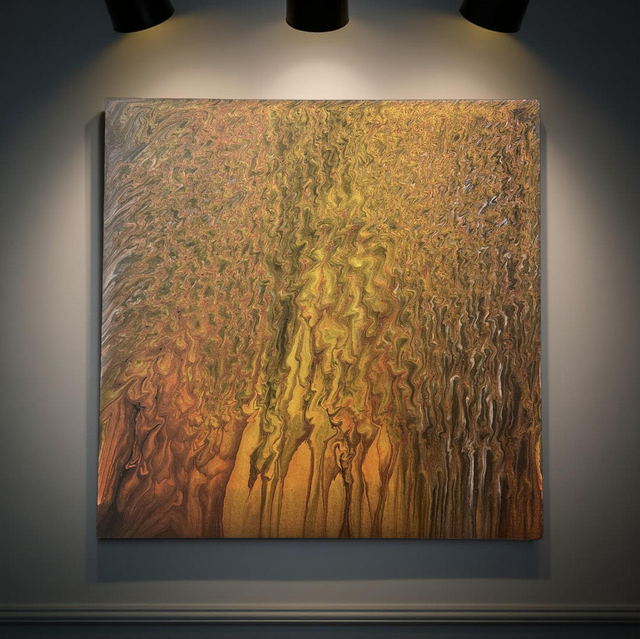 Hand Poured Acrylic Abstract Painting - 16x16 inch - POPOLS104