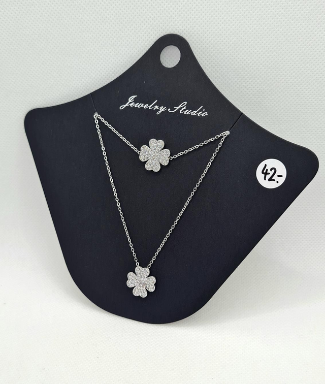 Parure duo "Lucky" en acier inoxydable arg. (brac. + collier)