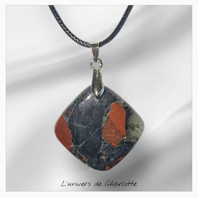 Pendentif &quot;Jaspe héliotrope&quot; PN-042