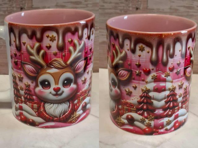 Mug biche de noel rose