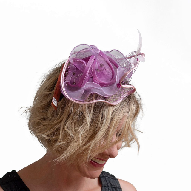 Hatuke juhlaan - roosan ja violetin sävyinen hiuspanta  kukalla