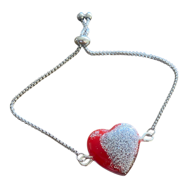 Bracelet coeur en résine fait main
