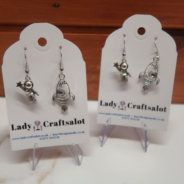Astronaut &amp; Ship Earrings
