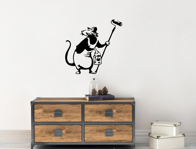 Banksy Rat With Paint Roller Design Graffiti Wall Art Decal Vinyl Stickers