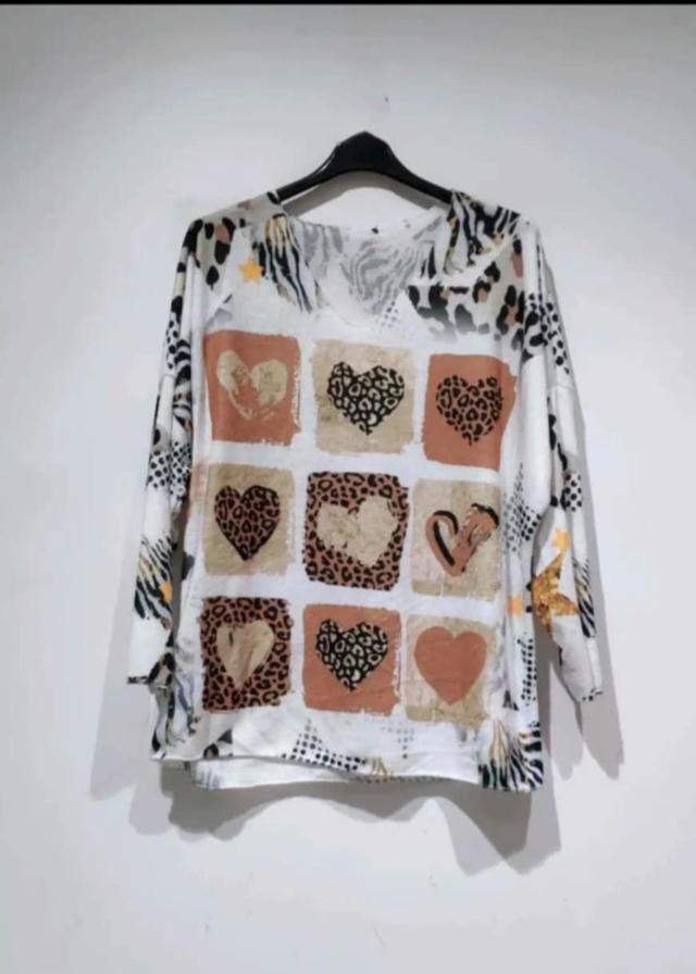 PULL NESS COEURS MARRON  