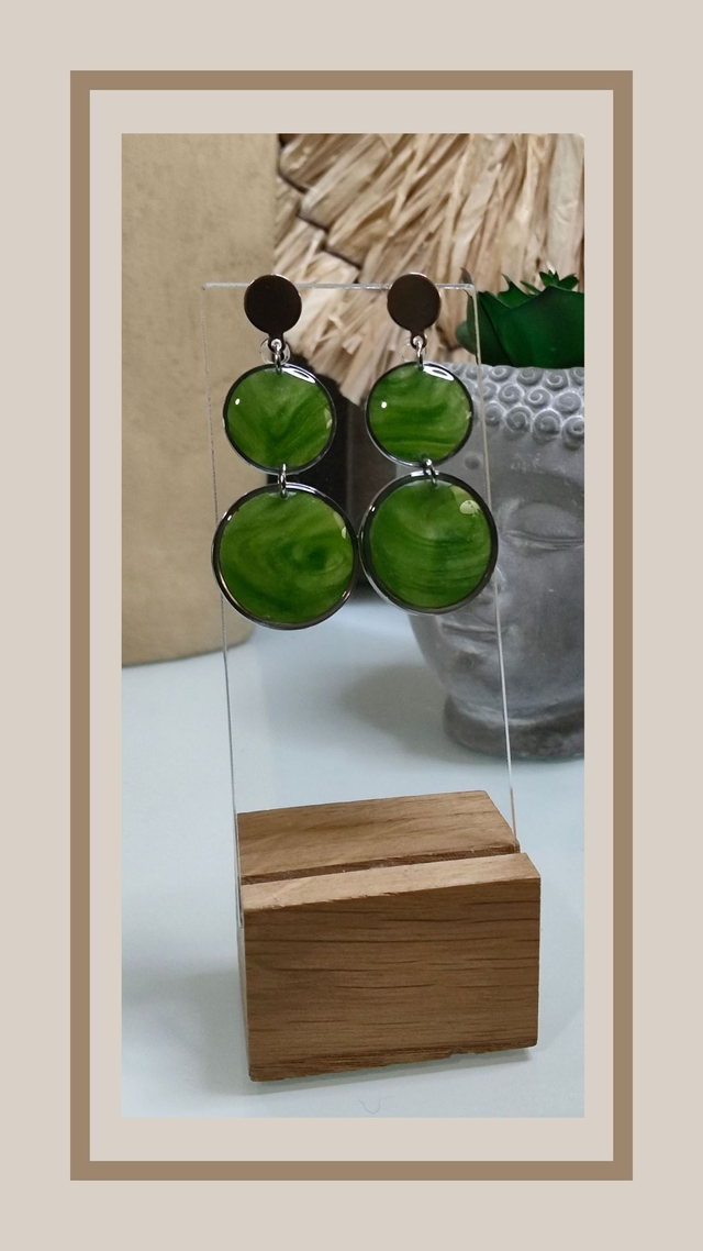 Boucles d&#039;oreilles Vert jardin rond 