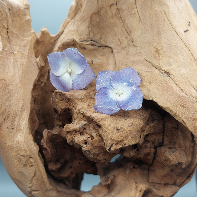 Boucles d’oreilles Hortensias – Bijoux floraux faits main en résine brillante