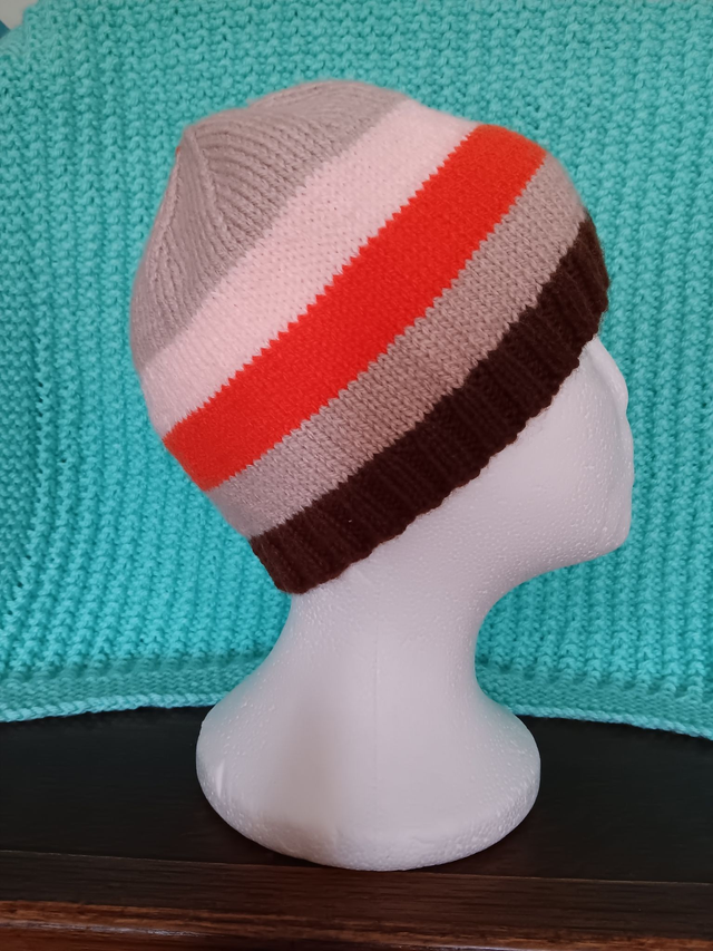 Striped Ladies Beanie Hat (7-13)