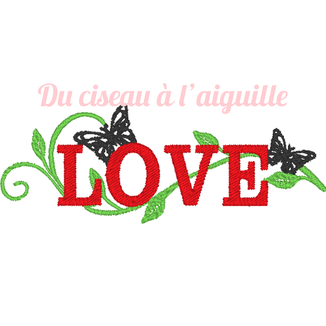fichier broderie Love & Papillons - 3 Tailles / 12 Formats