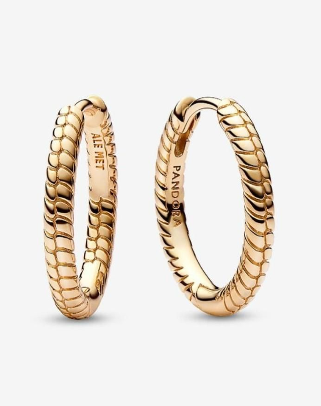 Petites Créoles à Charms Pandora Moments dorées à l'or 585/1000e
